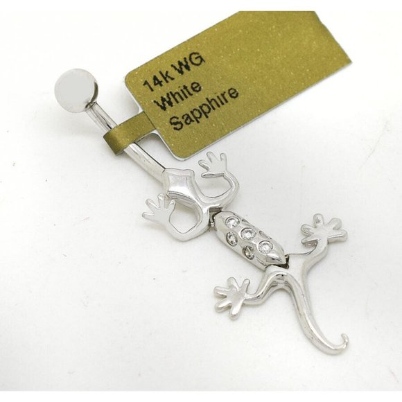 Created White Sapphires Lizard Belly Ring 14k White Gold